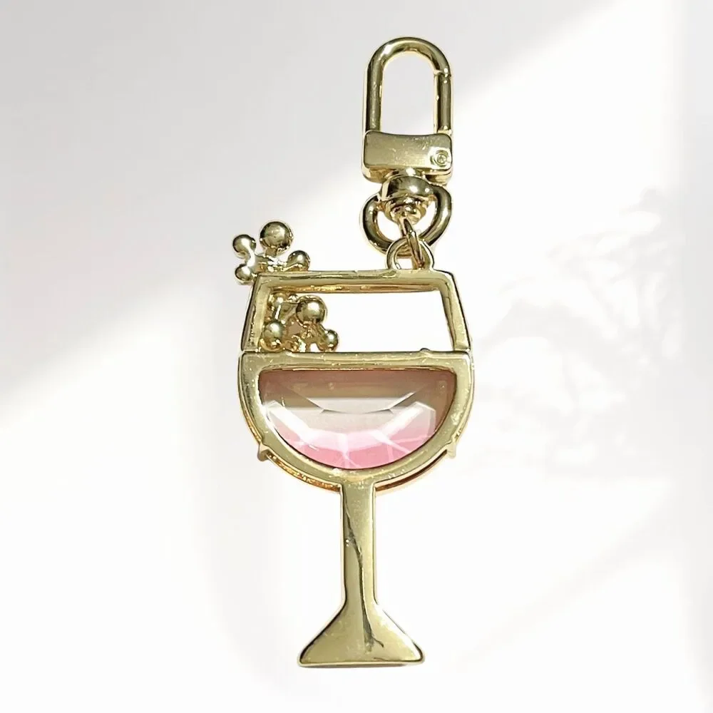 True to Form Wine Glass Purse Charm Clip On Rose All Day Pink Champagne Cocktail